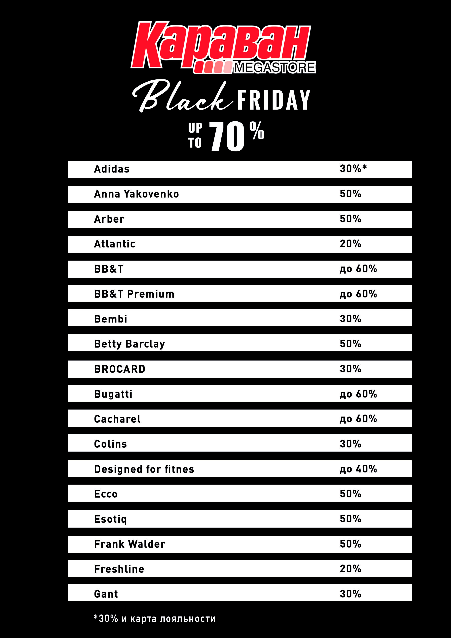 Скидки арендаторов «Black Friday» - kiev.karavan.com.ua